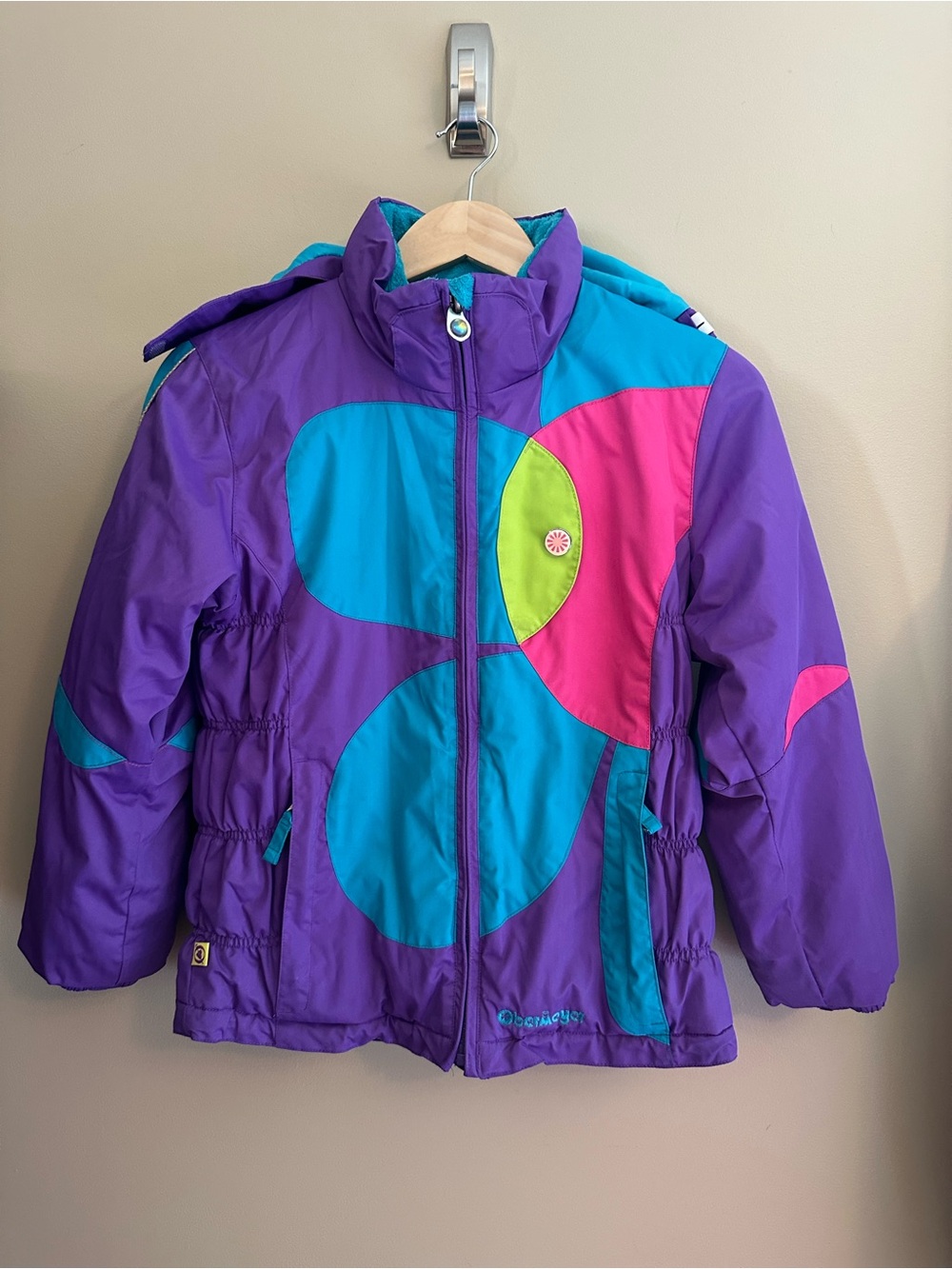 Obermeyer Girls Purple Puffer Ski Jacket Coat Hooded Sz 8